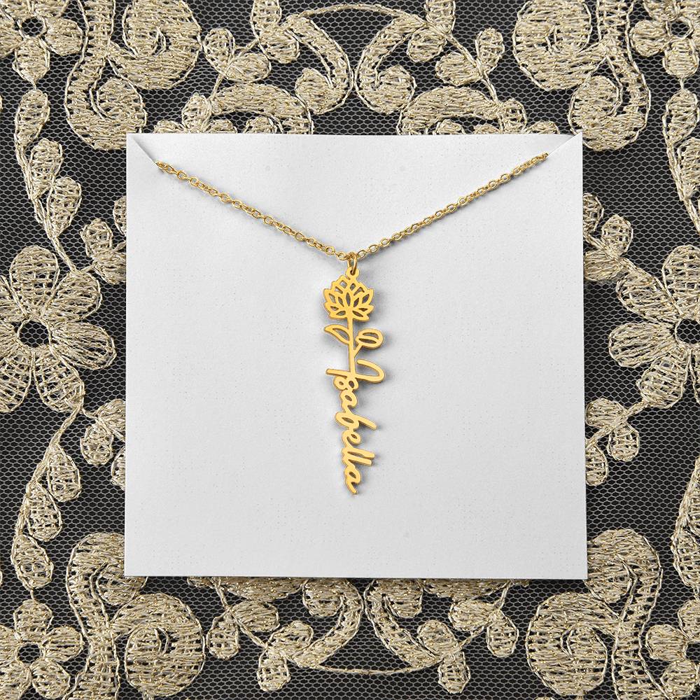Personalized Name and Birth Flower Necklace
