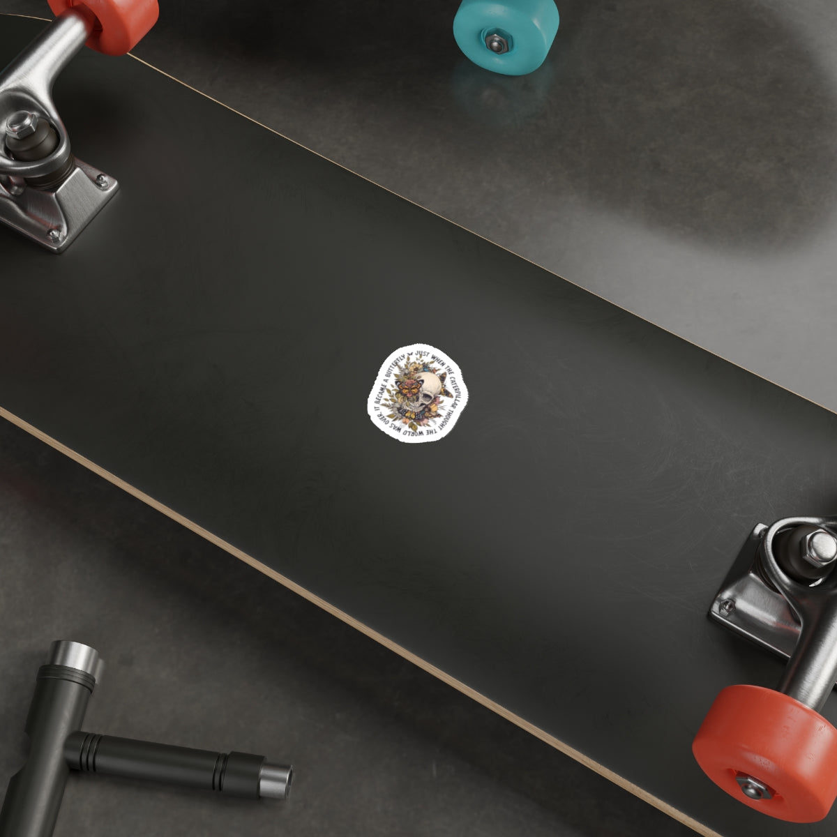 Caterpillar to Butterfly Skull Sticker