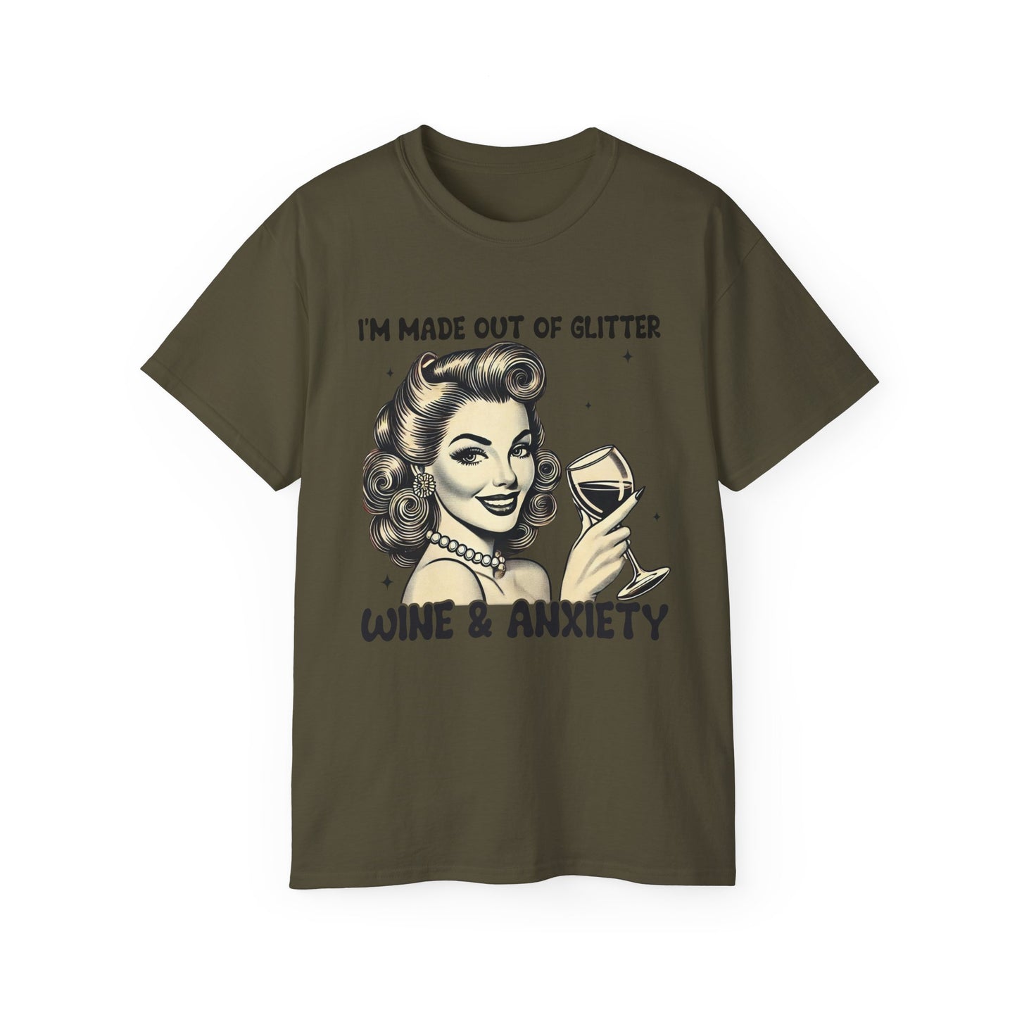 Funny Wine & Anxiety Women's Ultra Cotton Tee - Perfect Gift for Wine Lovers and Mother's Day