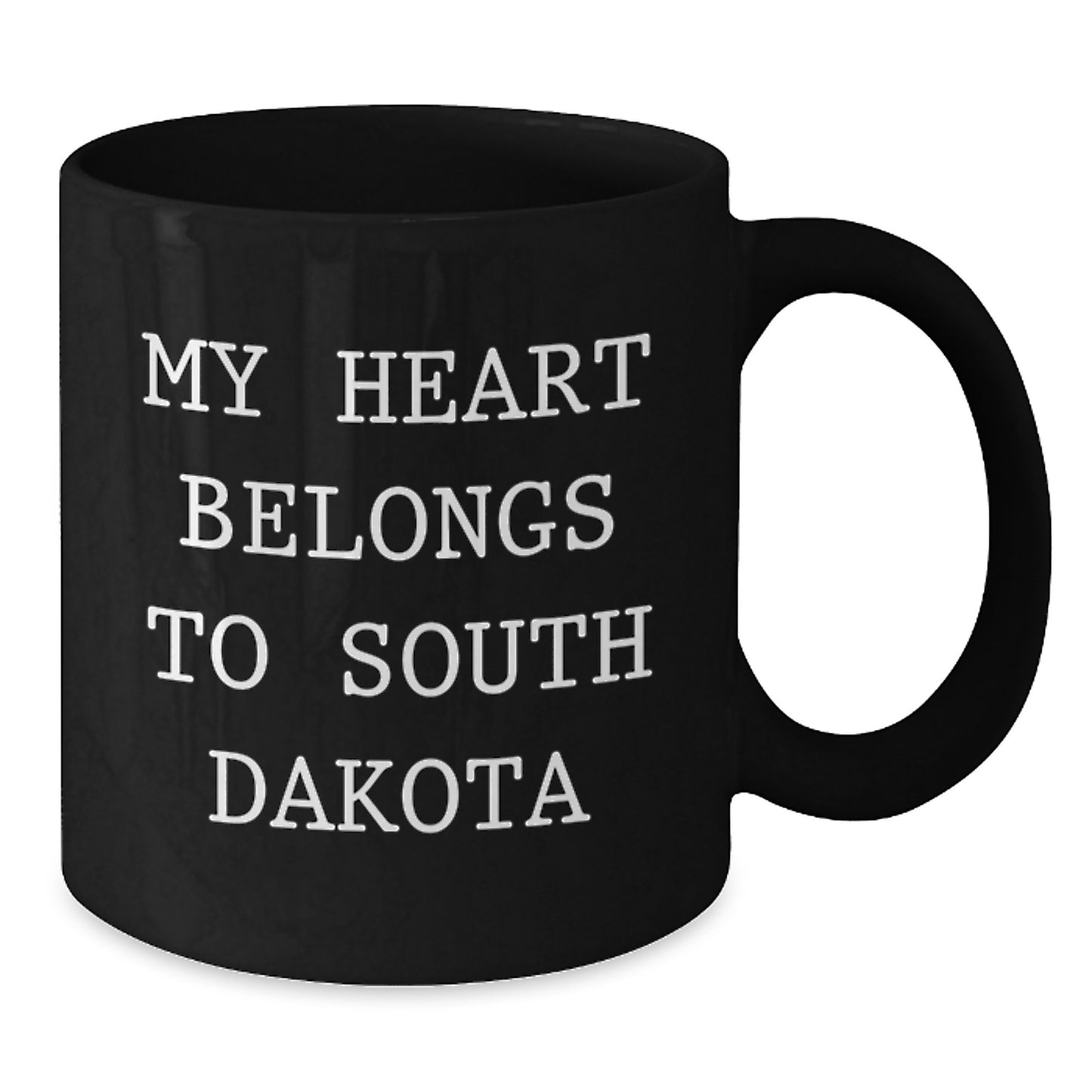 Funny South Dakota Gifts - My Heart Belongs To South Dakota Black Coffee Mug, Birthday Unique Gifts from Family to Friends - Additional