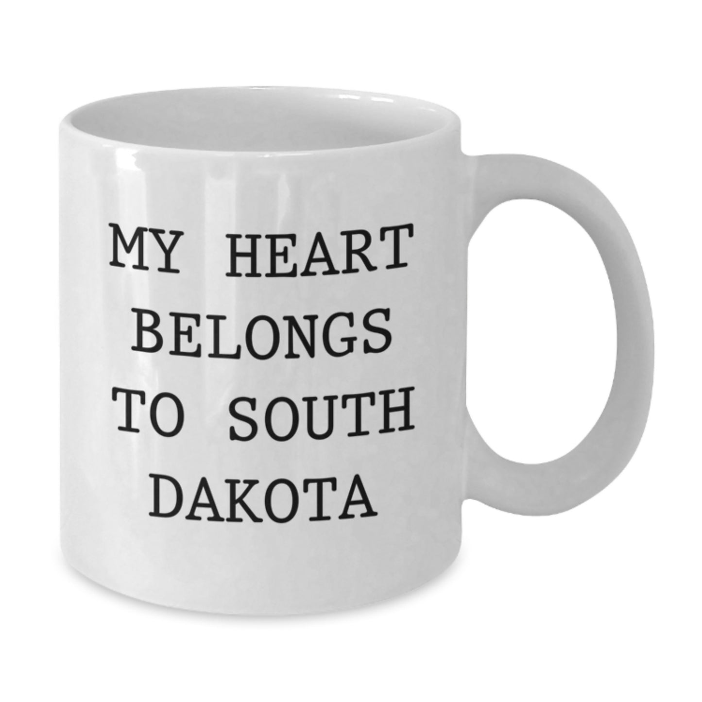 Funny South Dakota Quotes Gifts from Friends for Birthday, 'My Heart Belongs To South Dakota' White Coffee Mug - Additional