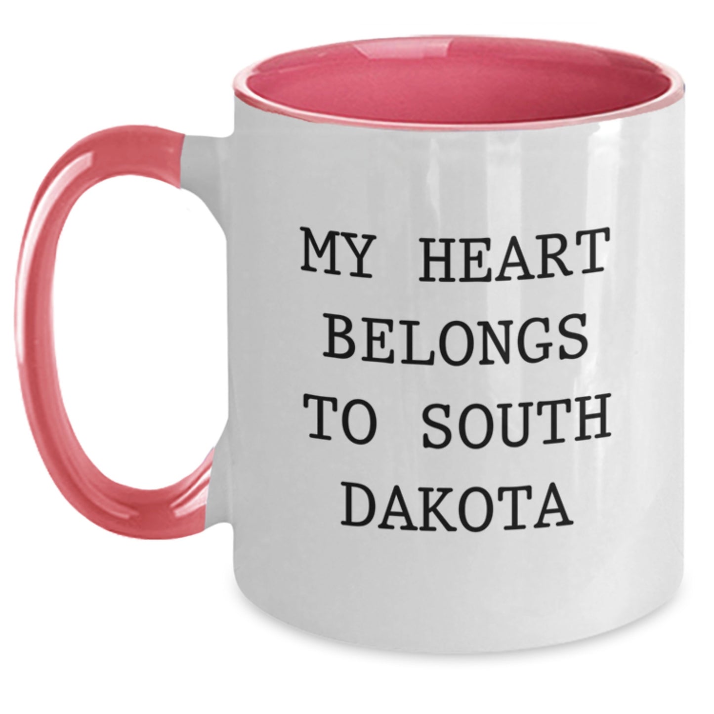 Funny South Dakota Gifts - My Heart Belongs To South Dakota Two Tone Coffee Mug for Birthday, Gifts from Friends to Family in South Dakota - Main