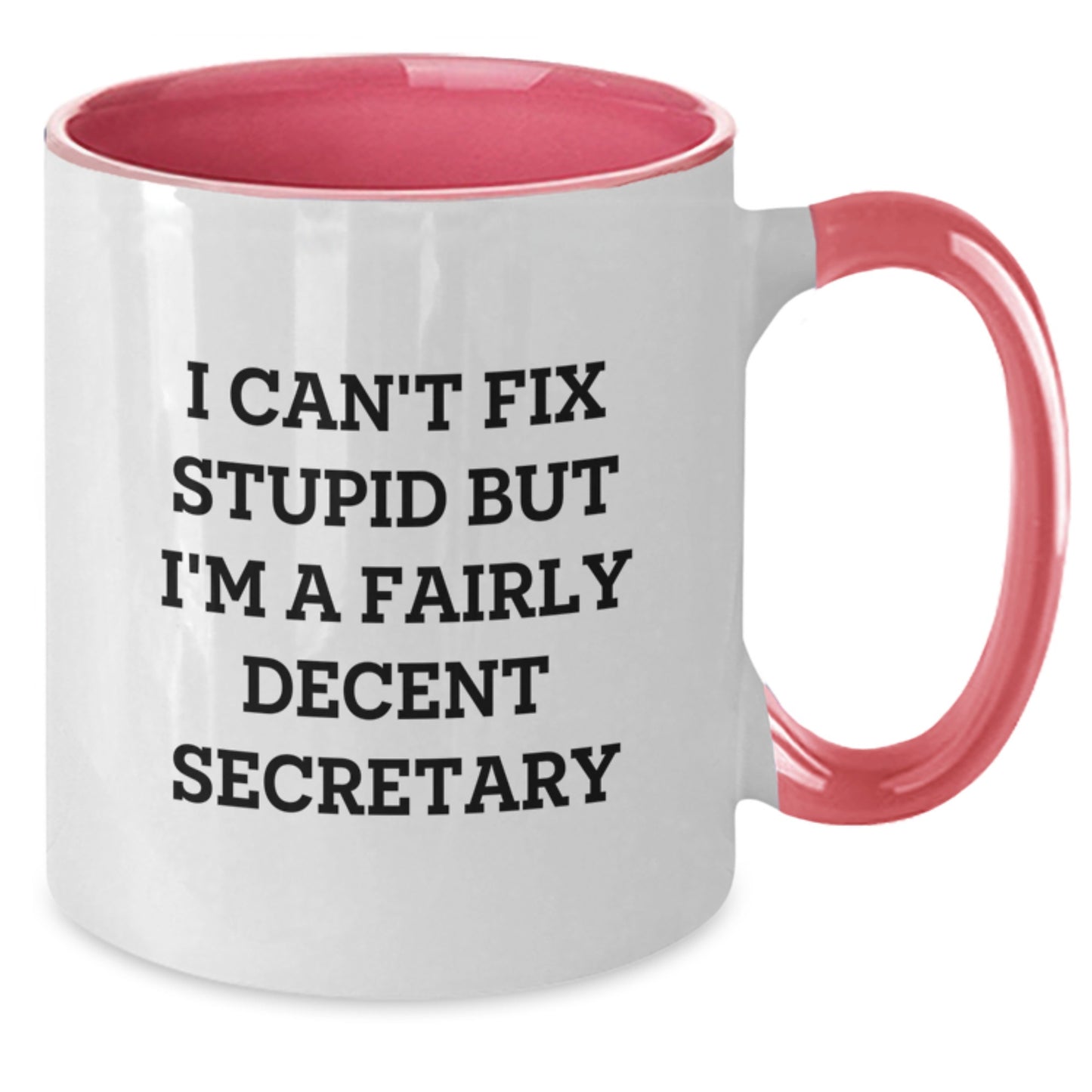 Funny Secretary Gifts - I Can't Fix Stupid But I'm A Fairly Decent Secretary Two Tone Coffee Mug for Secretary, Graduation Unique Gifts from Friends - Additional