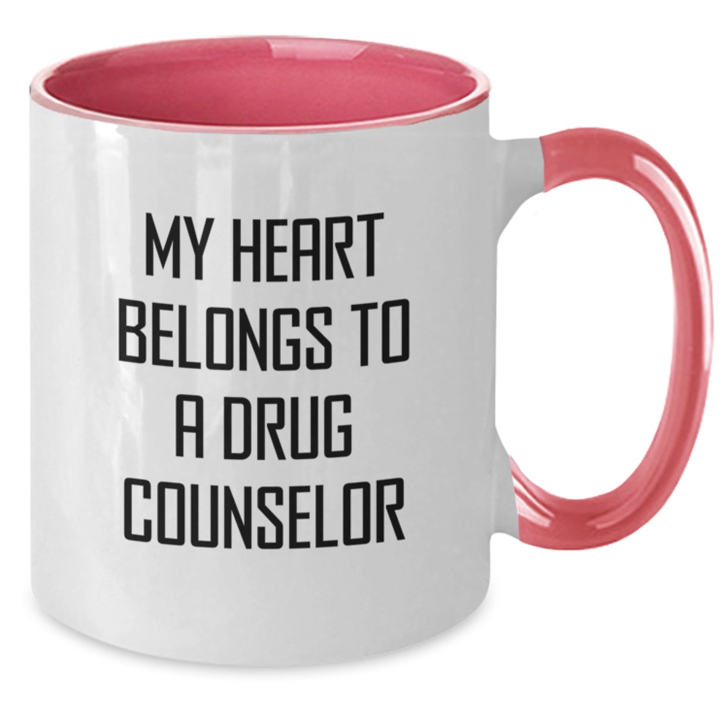 Funny Drug Counselor Gifts from Friends - My Heart Belongs To A Drug Counselor, Gift for Drug Counselor, Two Tone Coffee Mug, Graduation Unique Gifts, Ceramic Mug for Men and Women - Additional