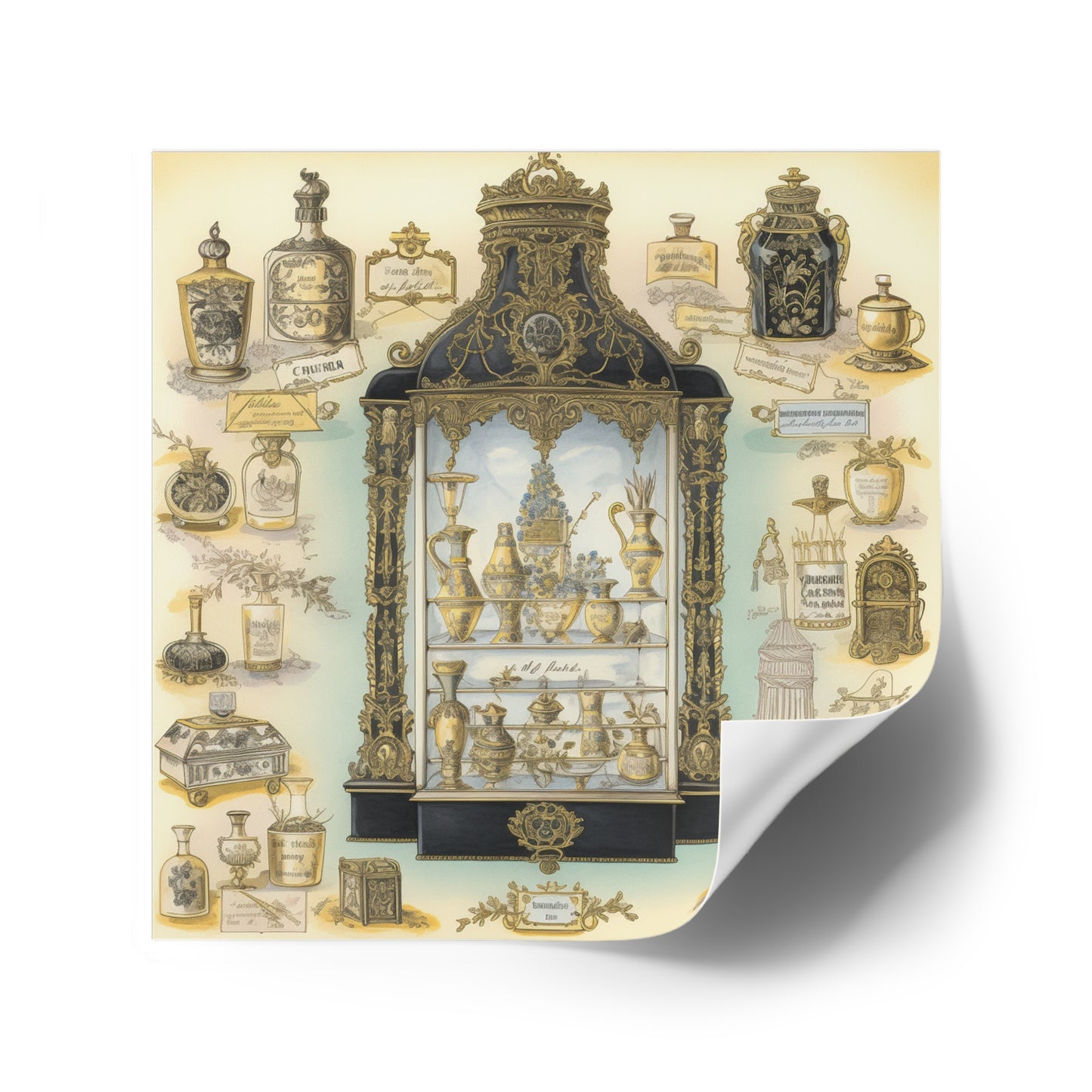 Antique Apothecary Label Square Decal #3