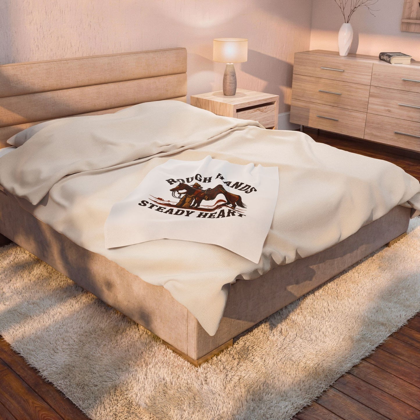 Rough Hands Steady Heart Velveteen Blanket | Western, Cowboy, Americana
