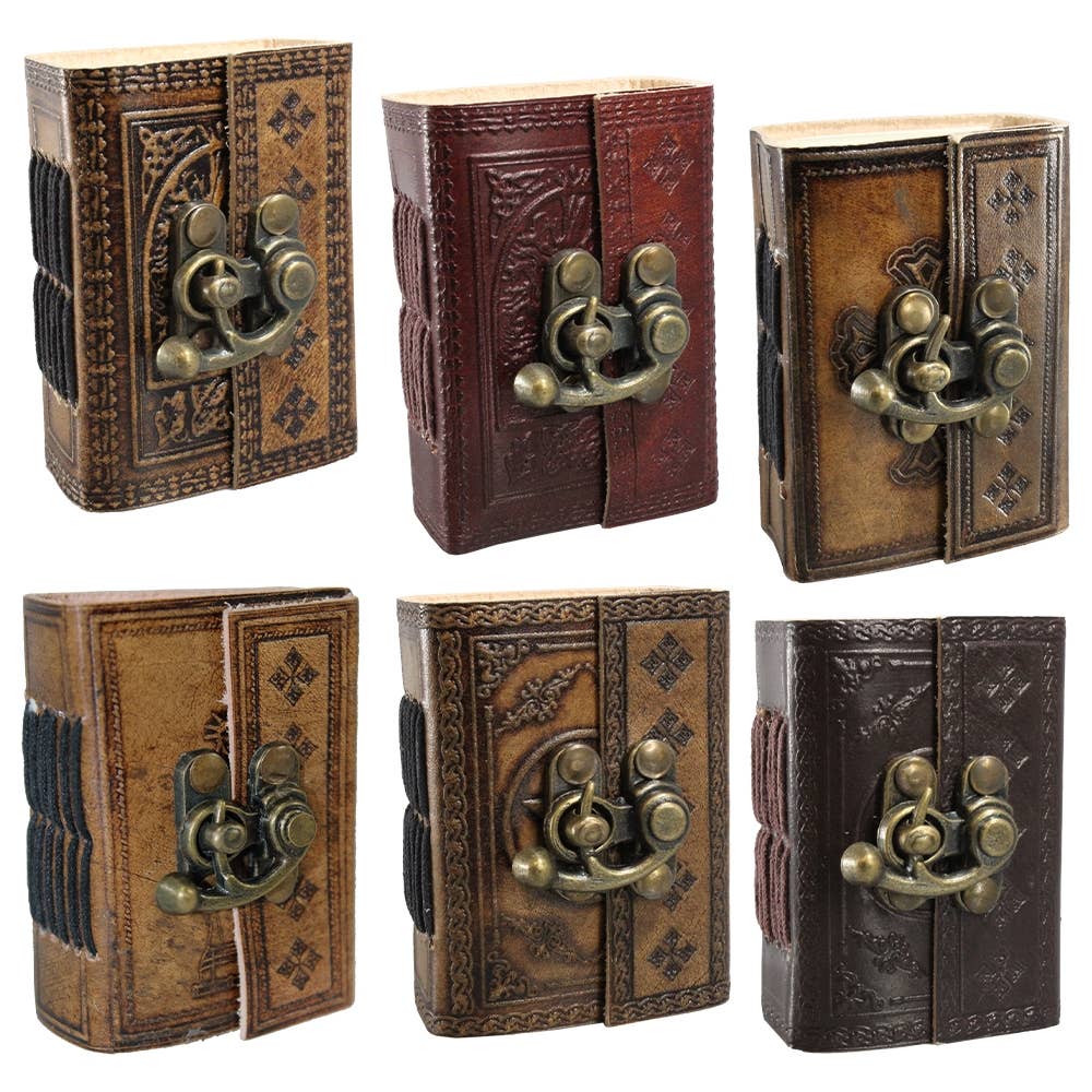 Mini Journal with Brass Lock - Embossed Spiritual Designs