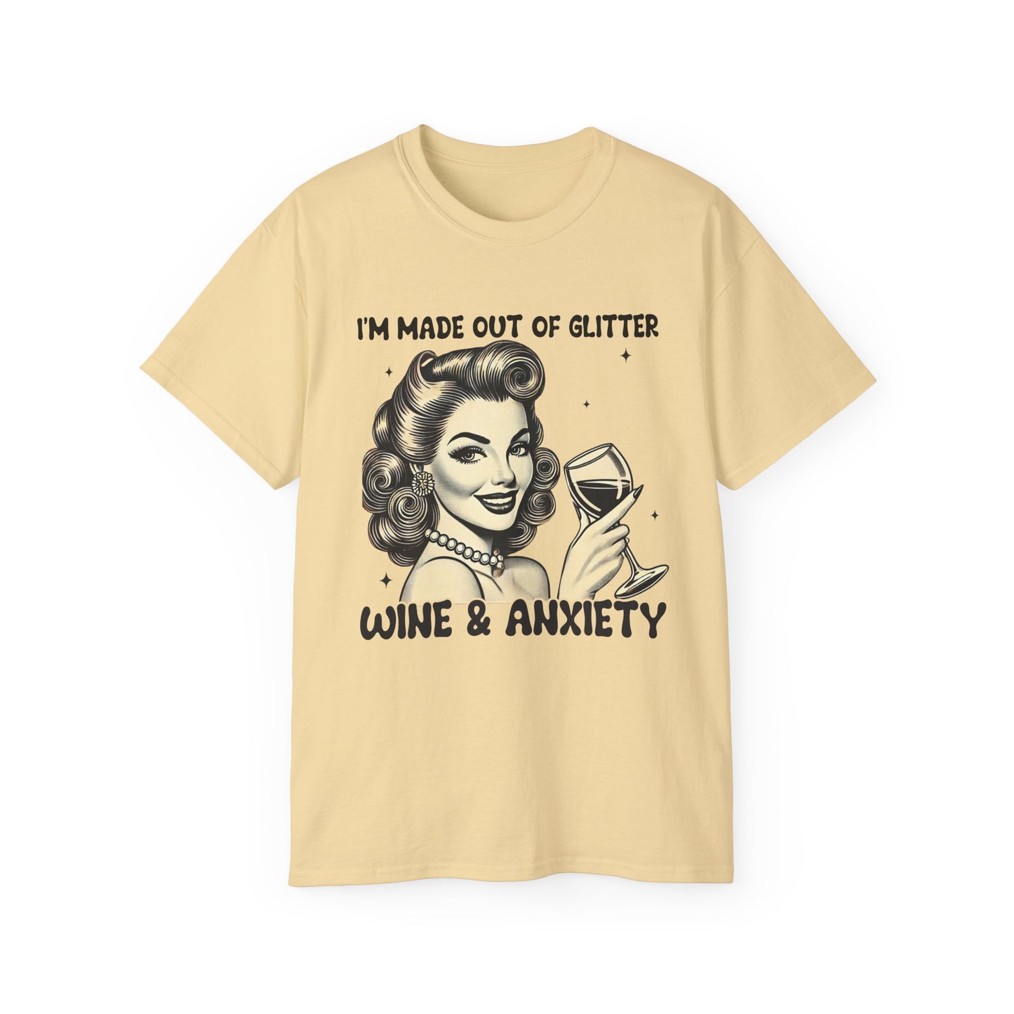 Funny Wine & Anxiety Women's Ultra Cotton Tee - Perfect Gift for Wine Lovers and Mother's Day