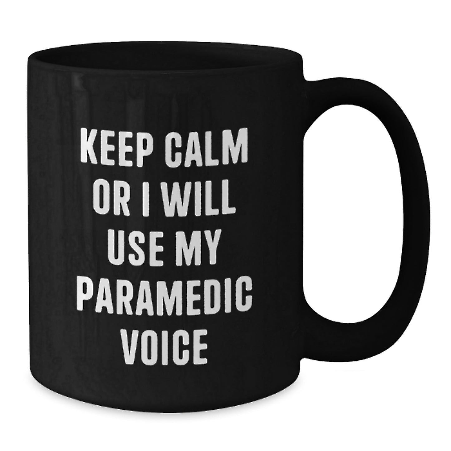 Funny Rescue Worker Gifts for Men from Coworkers - Keep Calm Or I Will Use My Rescue Worker Voice Black Coffee Mug - Unique Christmas Memorable Presents for Rescue Worker Friends - Additional