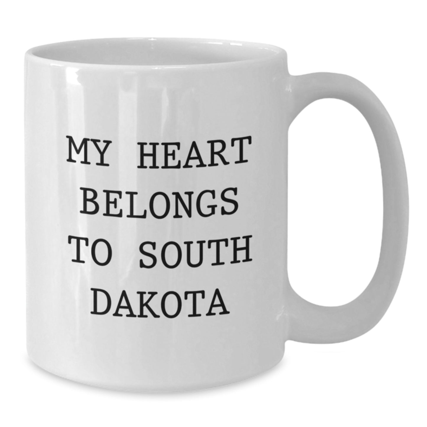 Funny South Dakota Quotes Gifts from Friends for Birthday, 'My Heart Belongs To South Dakota' White Coffee Mug - Additional