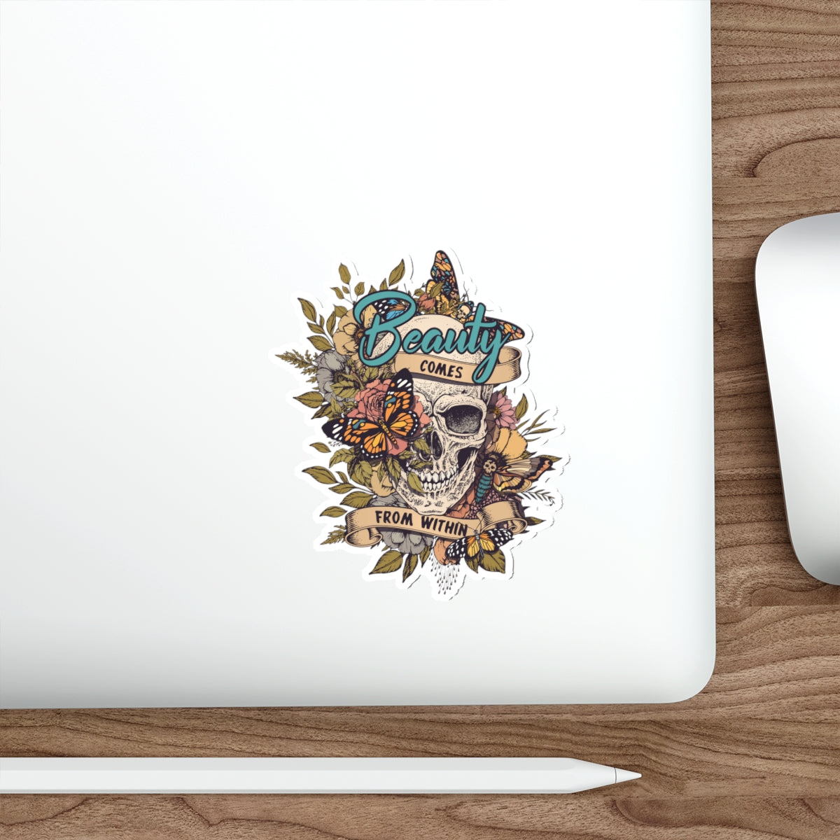 Beauty Comes From Within Skull Sticker