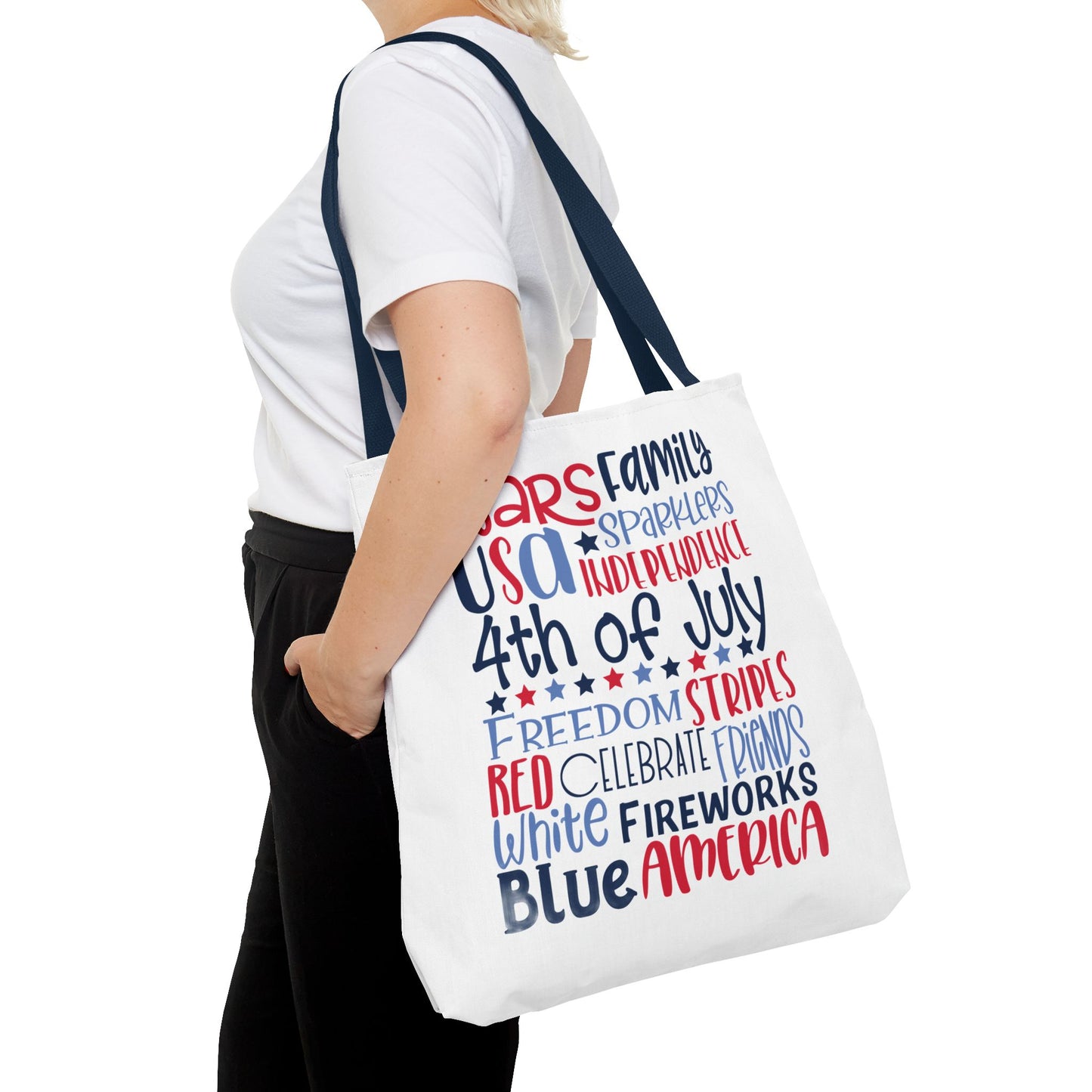 4th of July Tote Bag - USA Patriotic Stars & Stripes Independence Day Tote