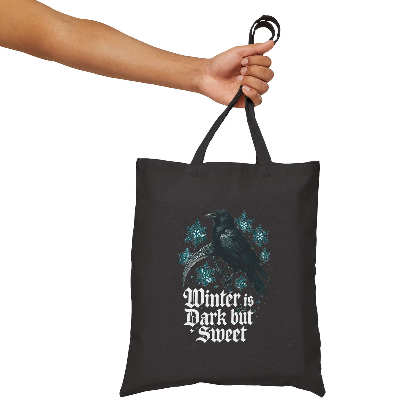 Tote Bag — "Winter is Dark but Sweet" Raven Canvas Tote