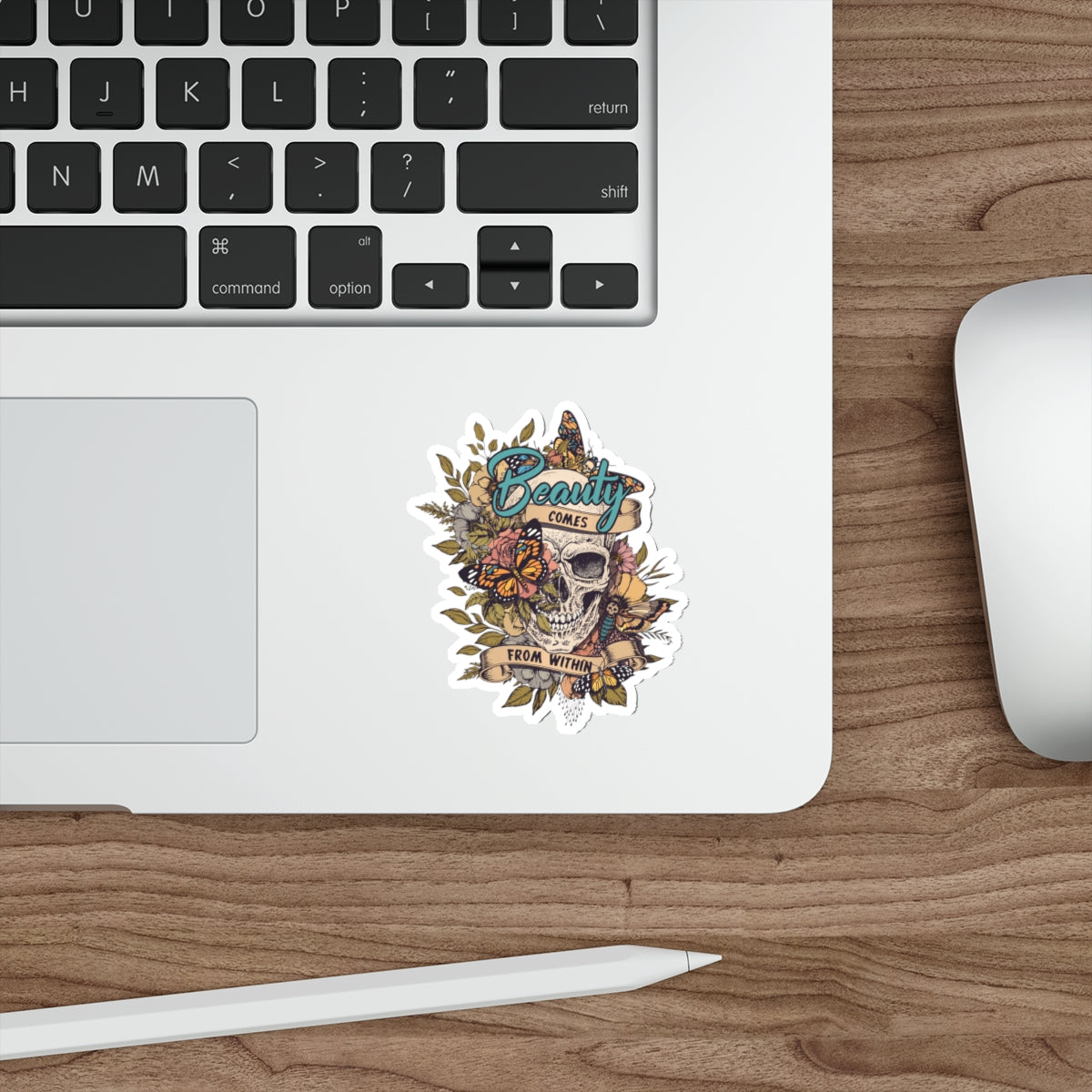 Beauty Comes From Within Skull Sticker