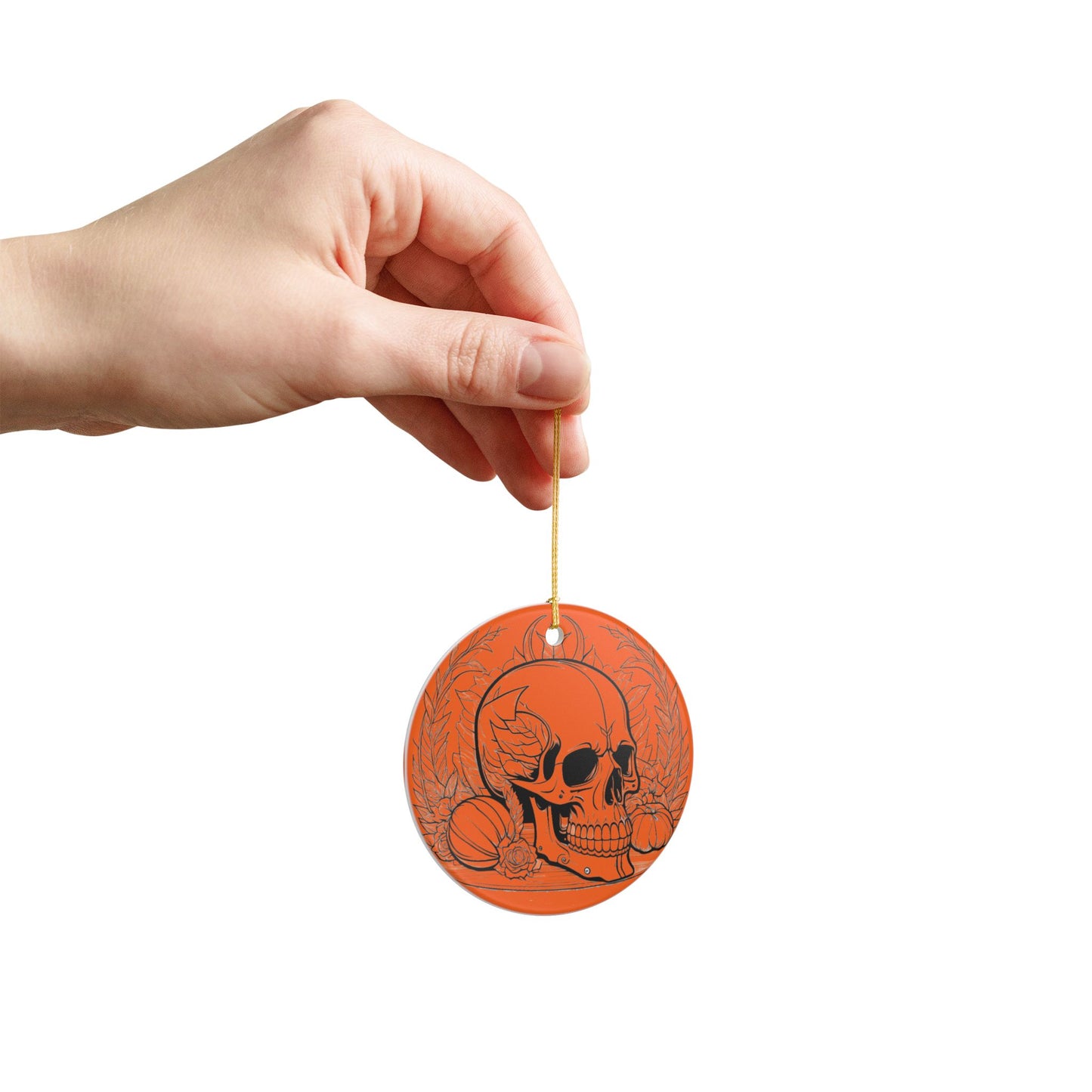 Halloween Skull Ceramic Ornament
