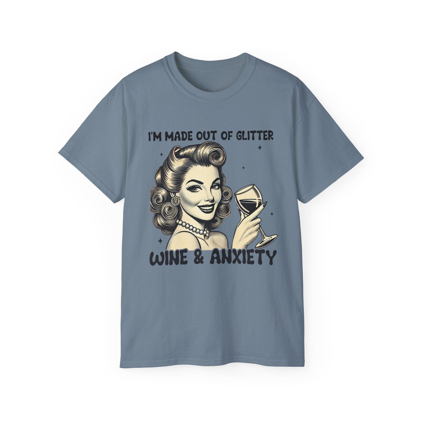 Funny Wine & Anxiety Women's Ultra Cotton Tee - Perfect Gift for Wine Lovers and Mother's Day