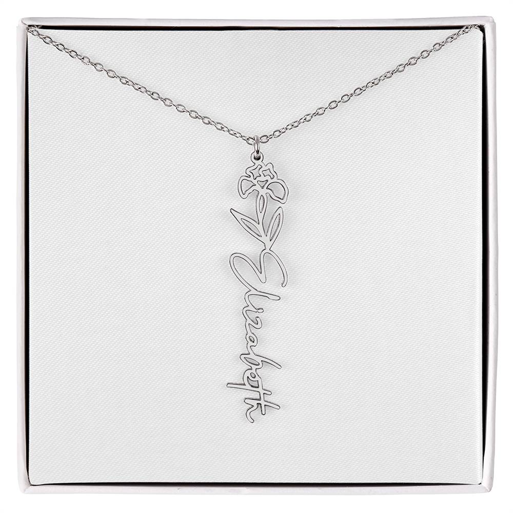 Personalized Name and Birth Flower Necklace