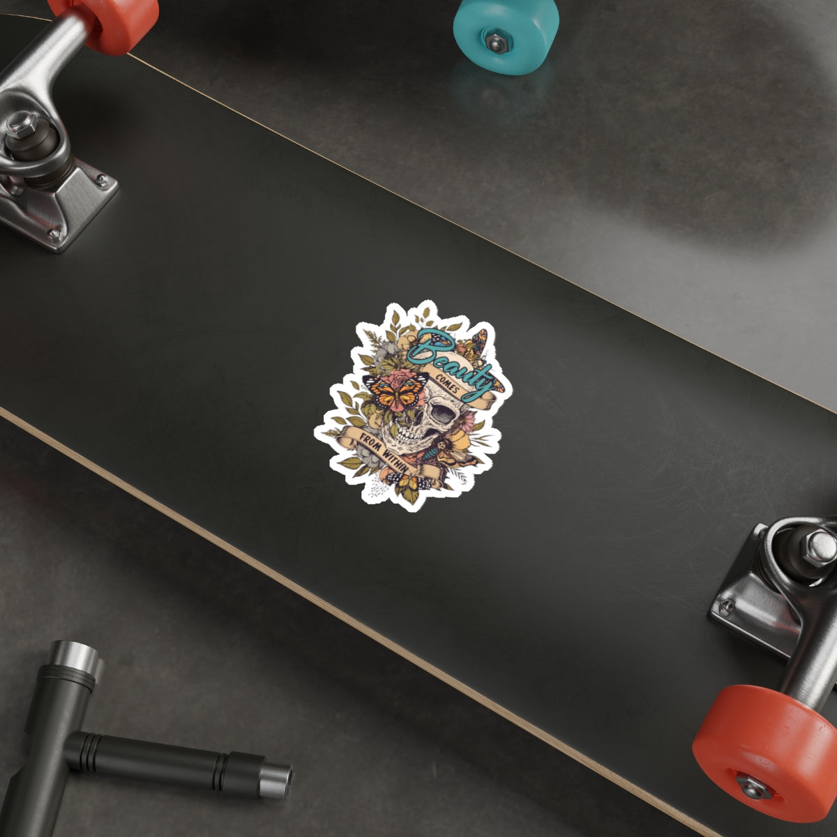 Beauty Comes From Within Skull Sticker