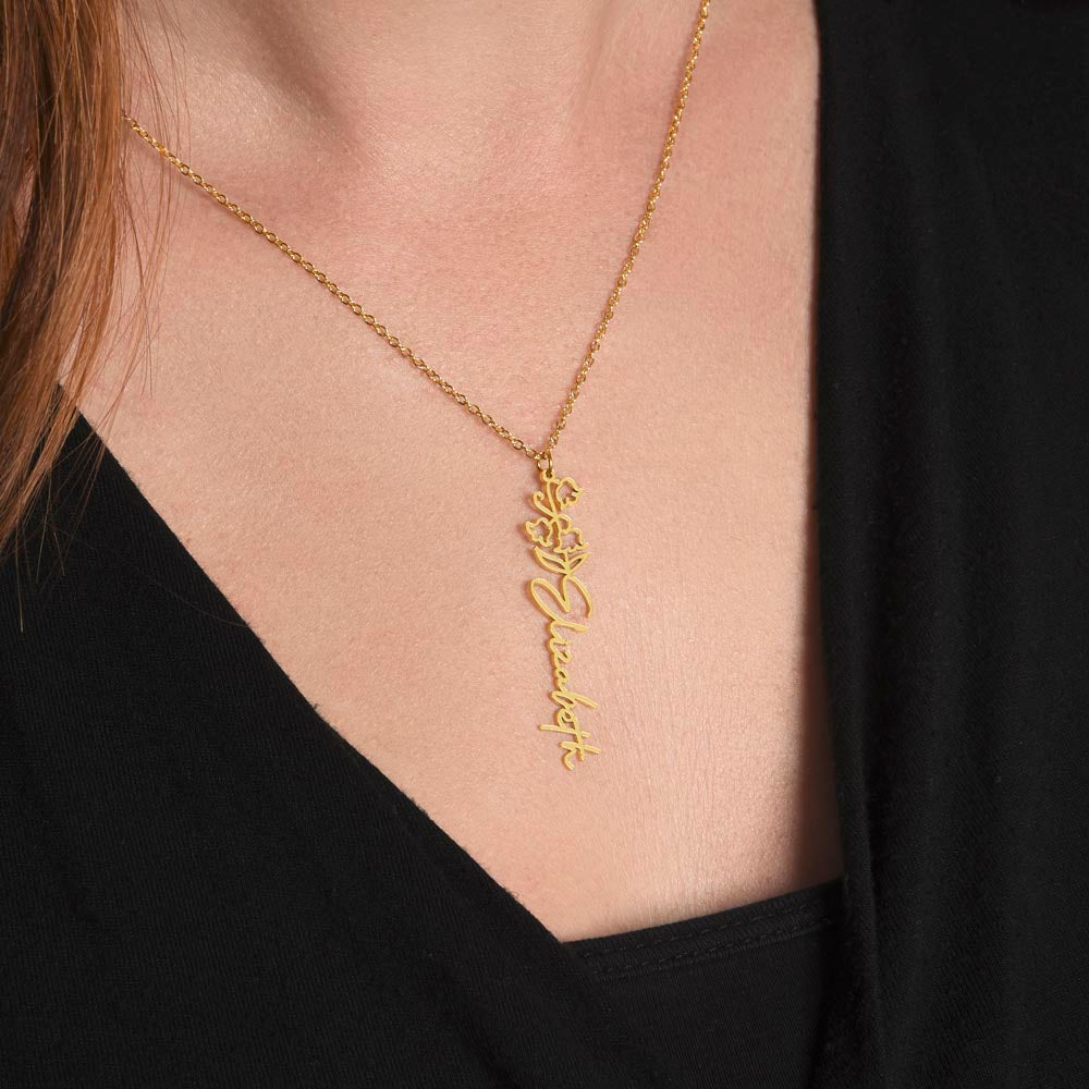 Personalized Name and Birth Flower Necklace