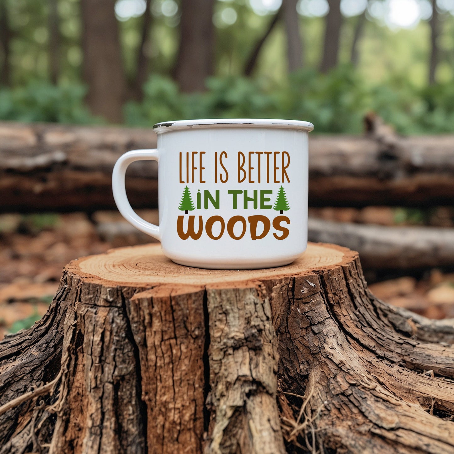 Life Is Better in the Woods Enamel Camping Mug