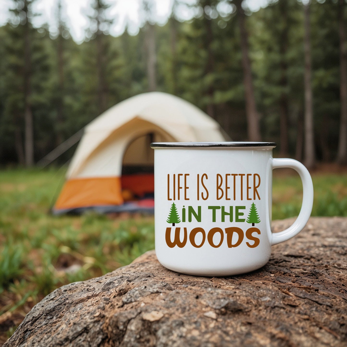 Life Is Better in the Woods Enamel Camping Mug