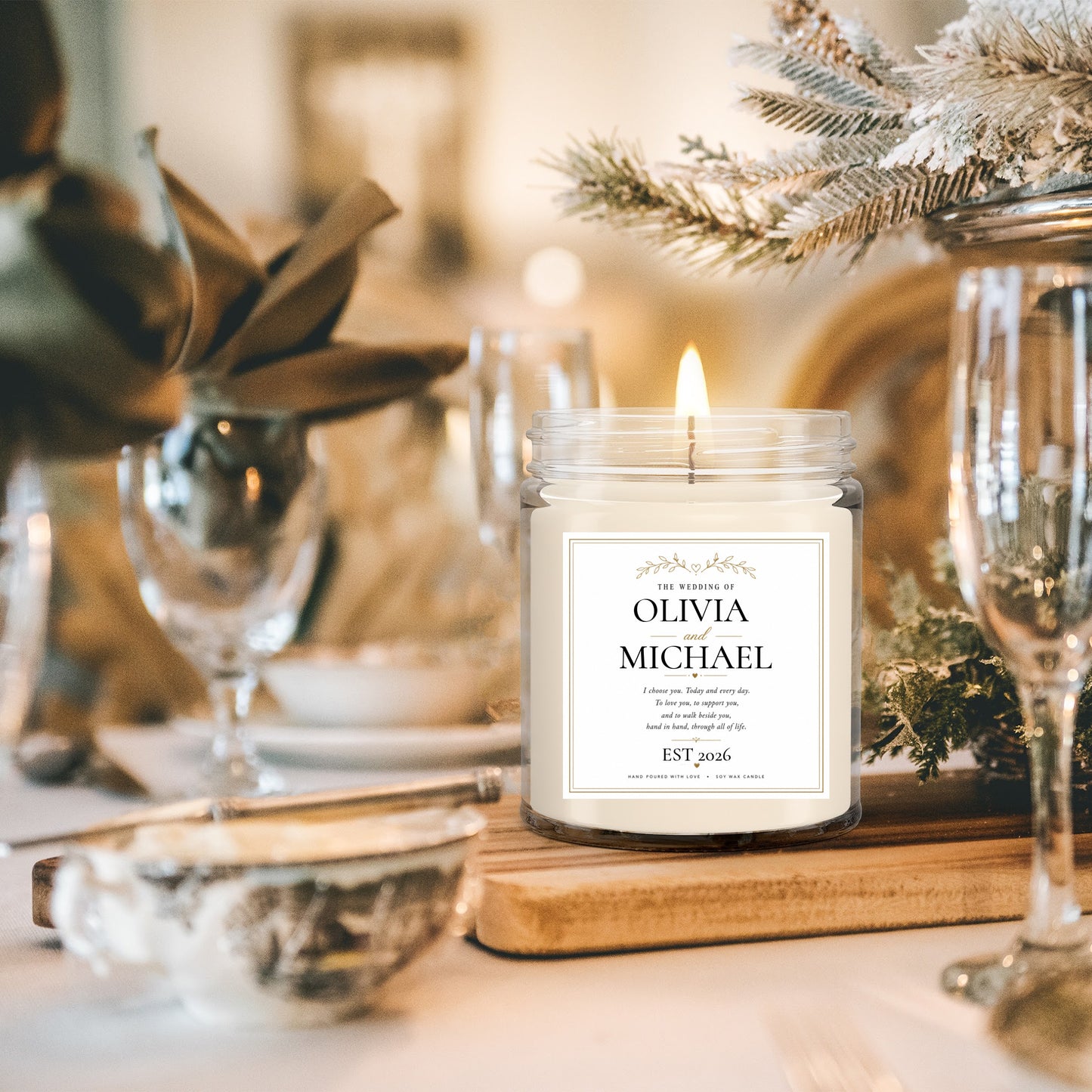 Personalized Wedding 9oz Soy Jar Candle