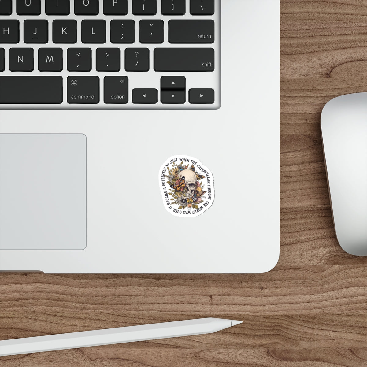Caterpillar to Butterfly Skull Sticker