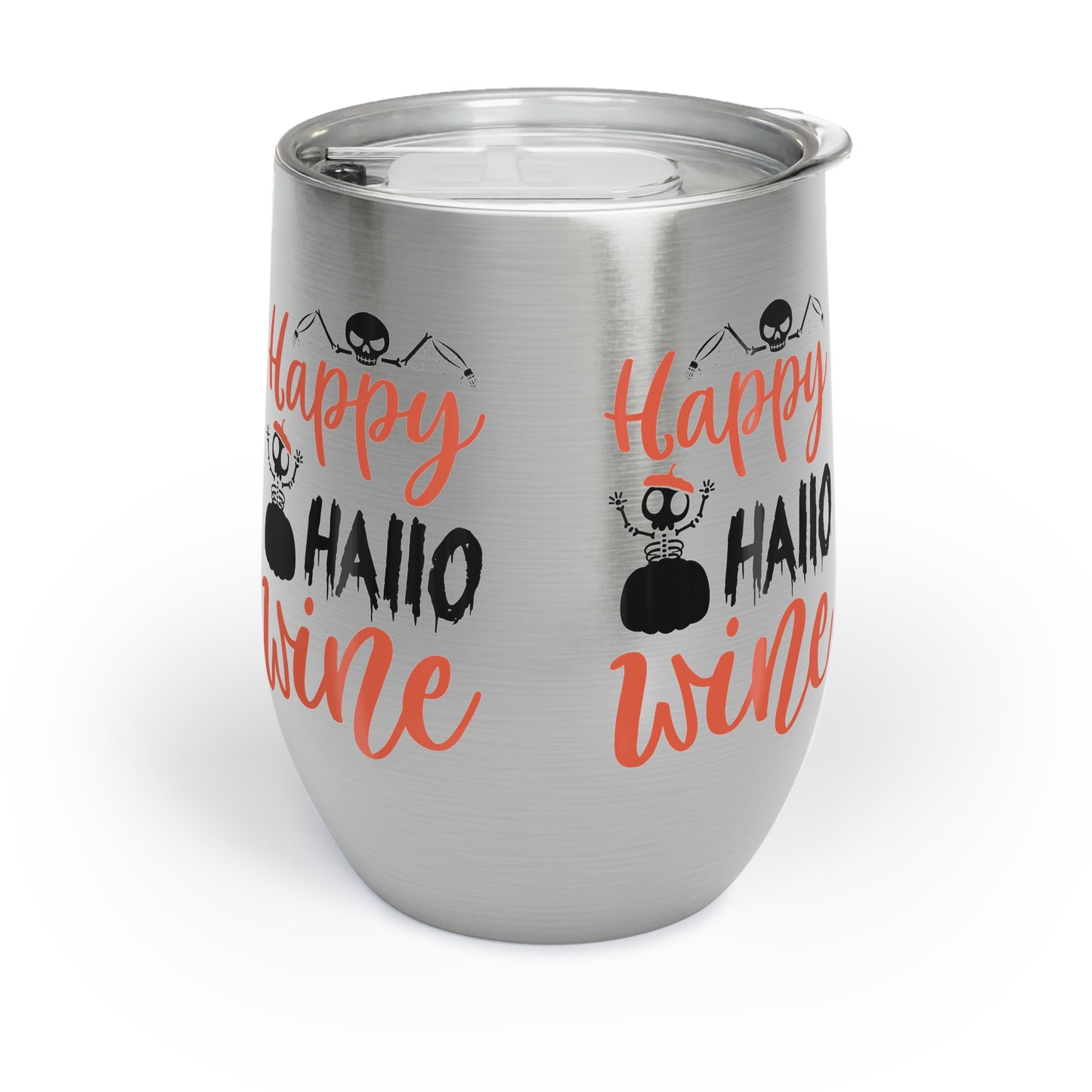 Happy Hallowine Wine Tumbler, Halloween Drink Cup, Reusable Insulated Wine Holder for Fall Parties, Spooky Season Gift