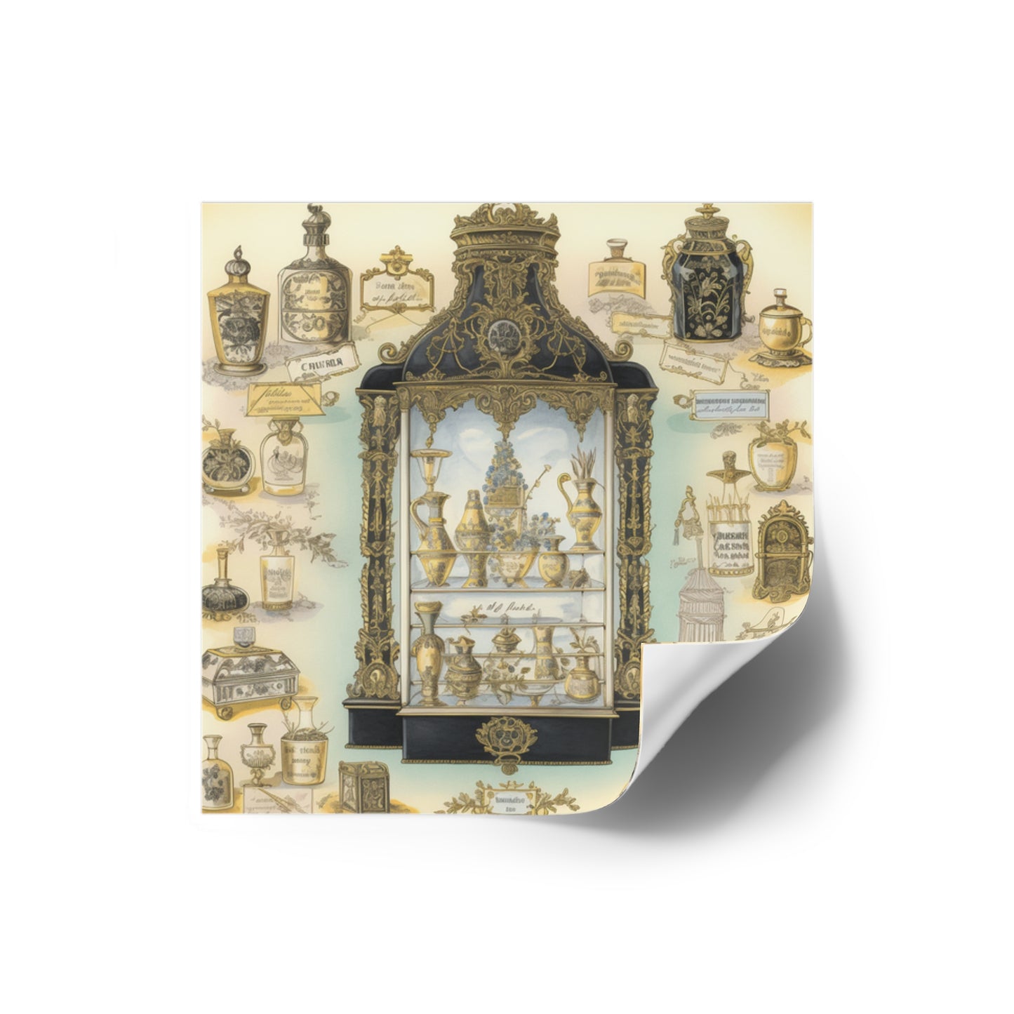Antique Apothecary Label Square Decal #3