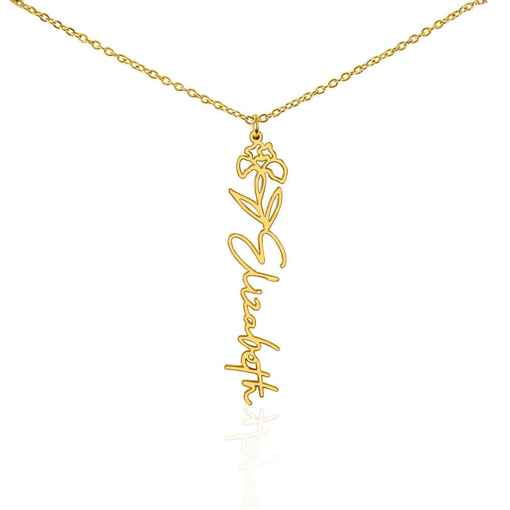 Personalized Name and Birth Flower Necklace
