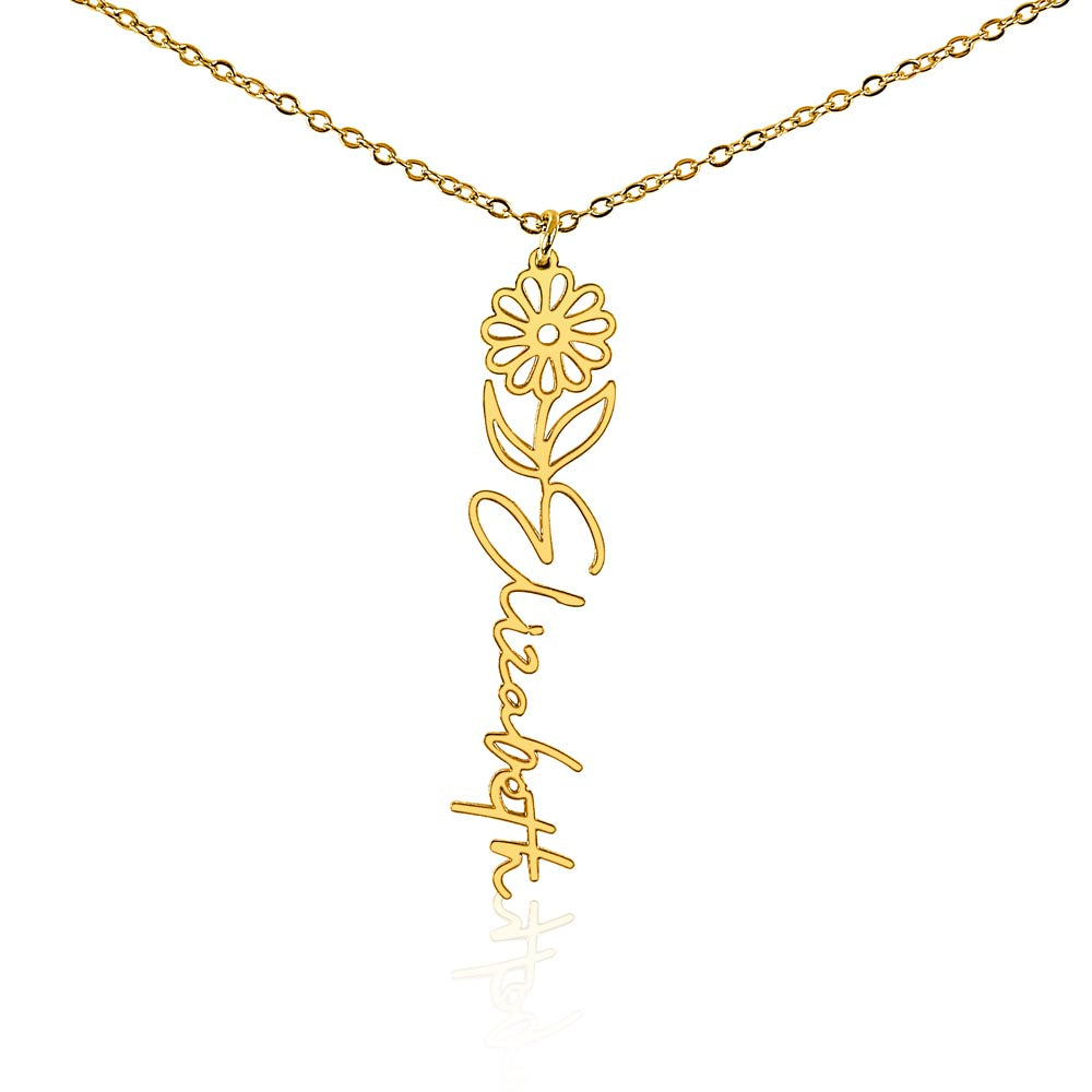 Personalized Name and Birth Flower Necklace