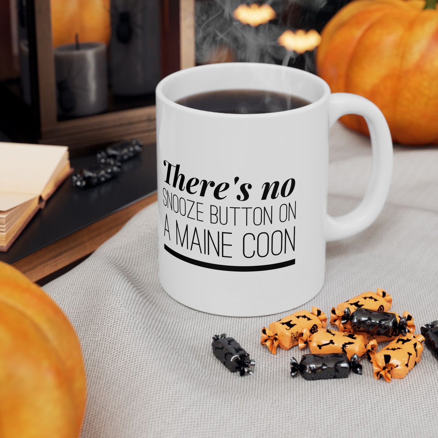There's No Snooze Button on a Maine Coon Ceramic Mug (11 & 15 oz)