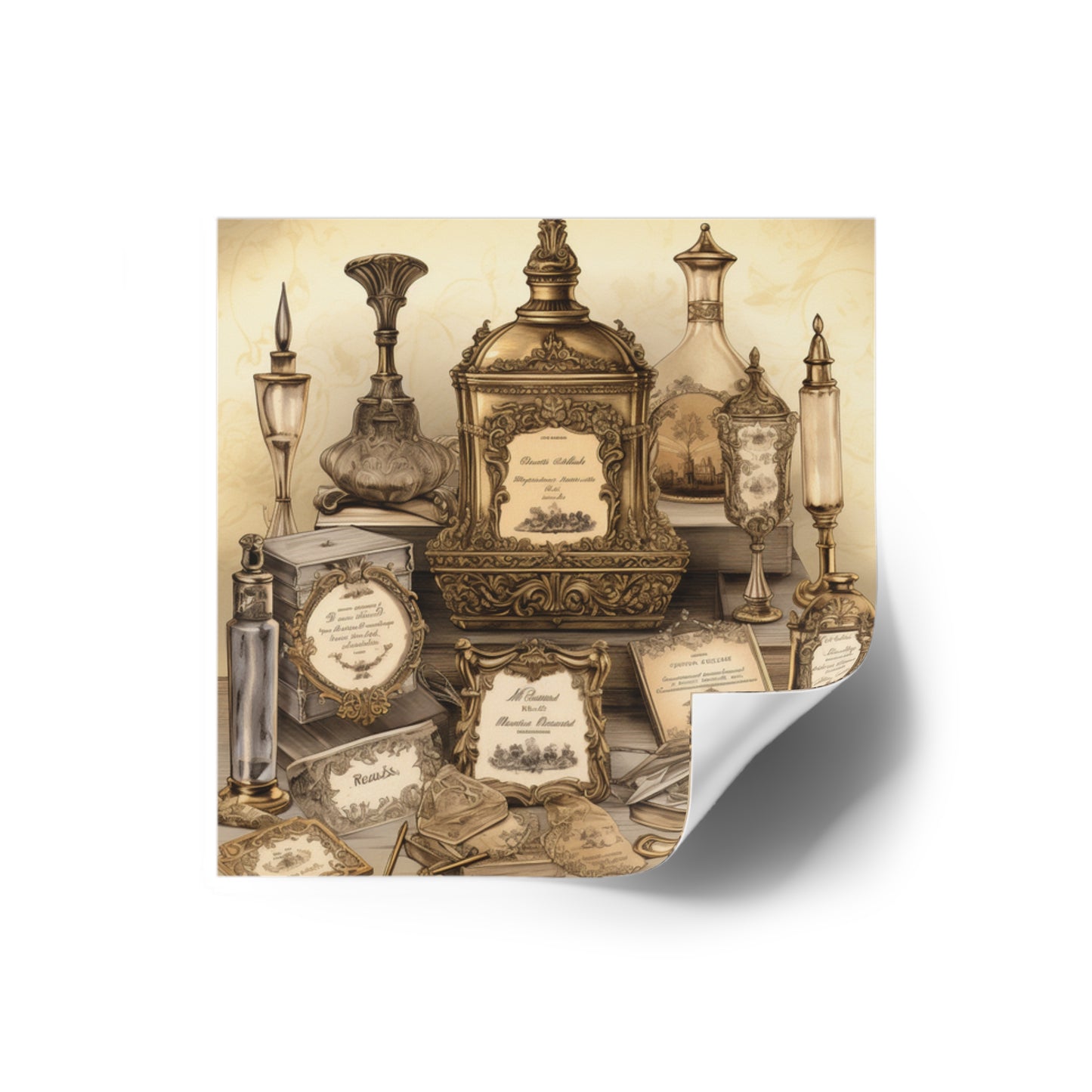 Antique Apothecary Label Square Decal #2