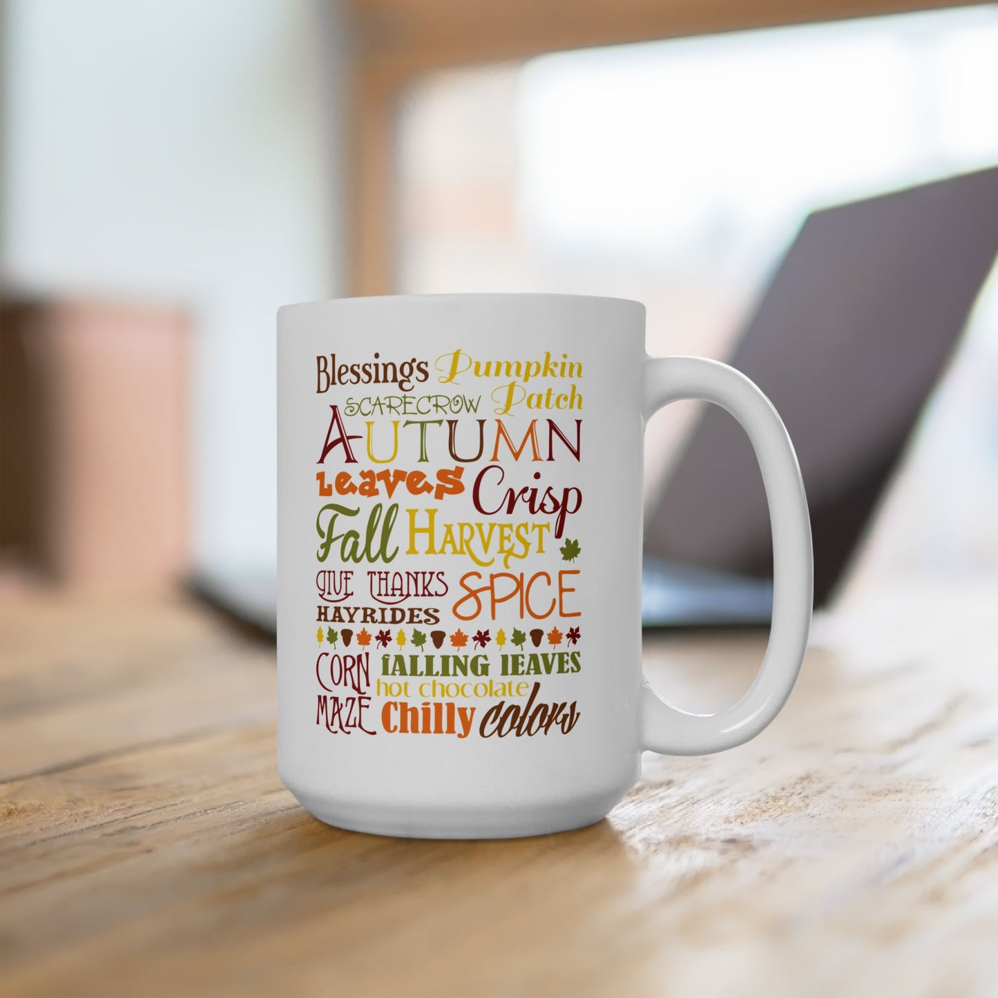Autumn Blessings Ceramic Mug - Fall-Inspired 11oz & 15oz Coffee Cup for Cozy Moments