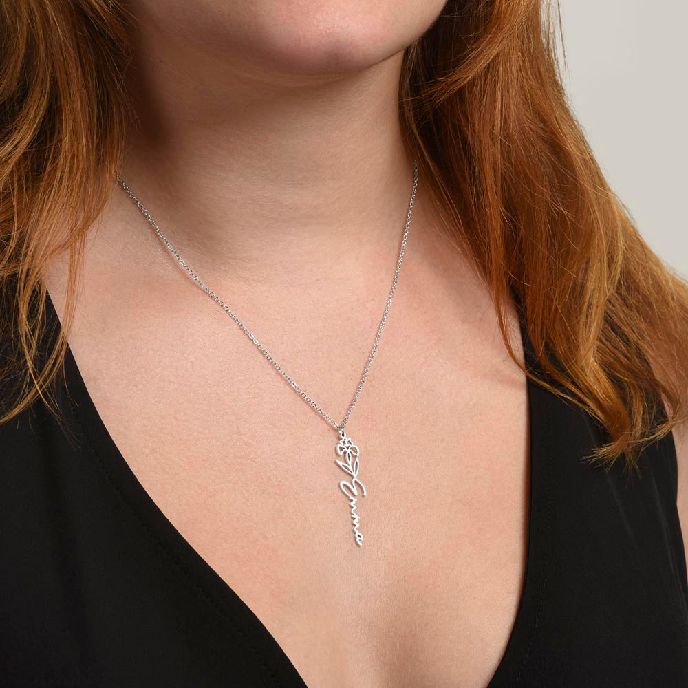 Personalized Name and Birth Flower Necklace