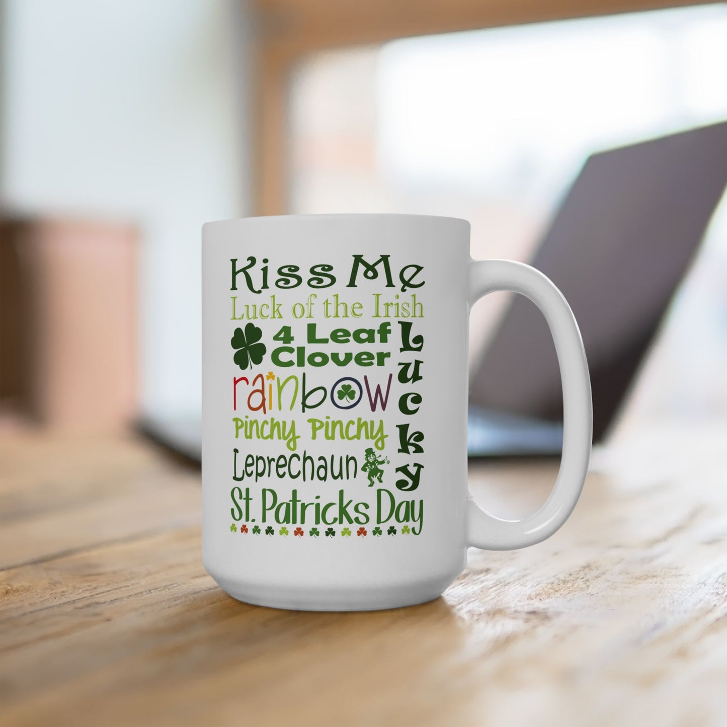 St. Patrick's Day Word Cloud Riot White Ceramic Mug — 11oz & 15oz