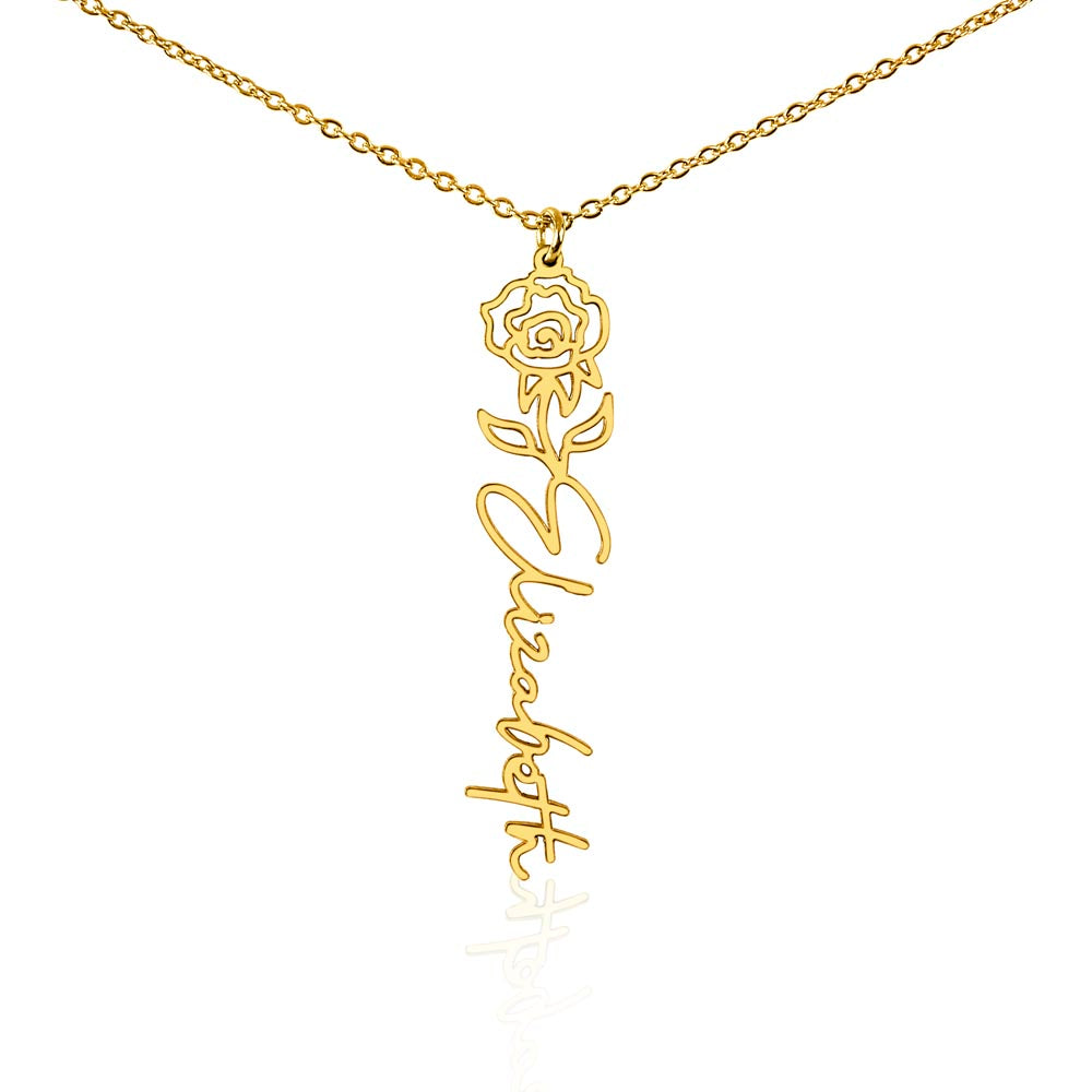 Personalized Name and Birth Flower Necklace