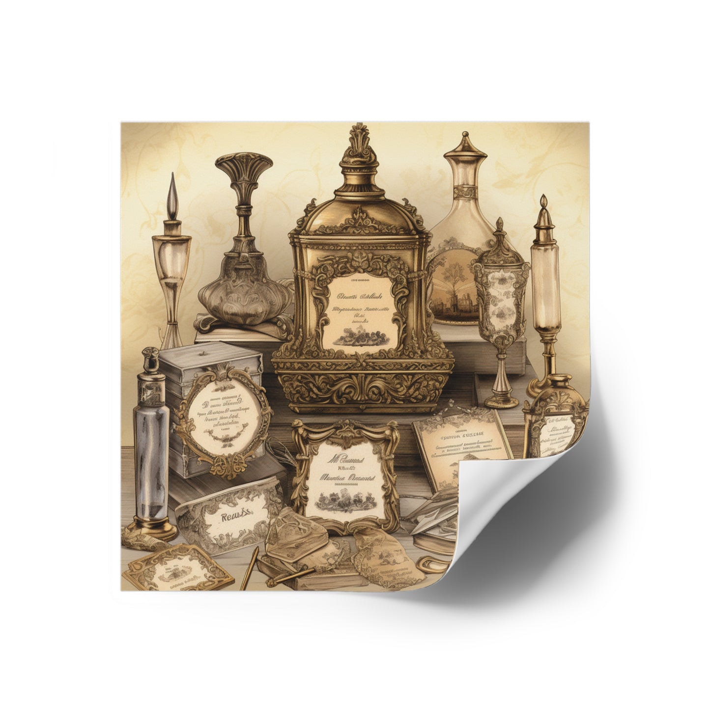Antique Apothecary Label Square Decal #2
