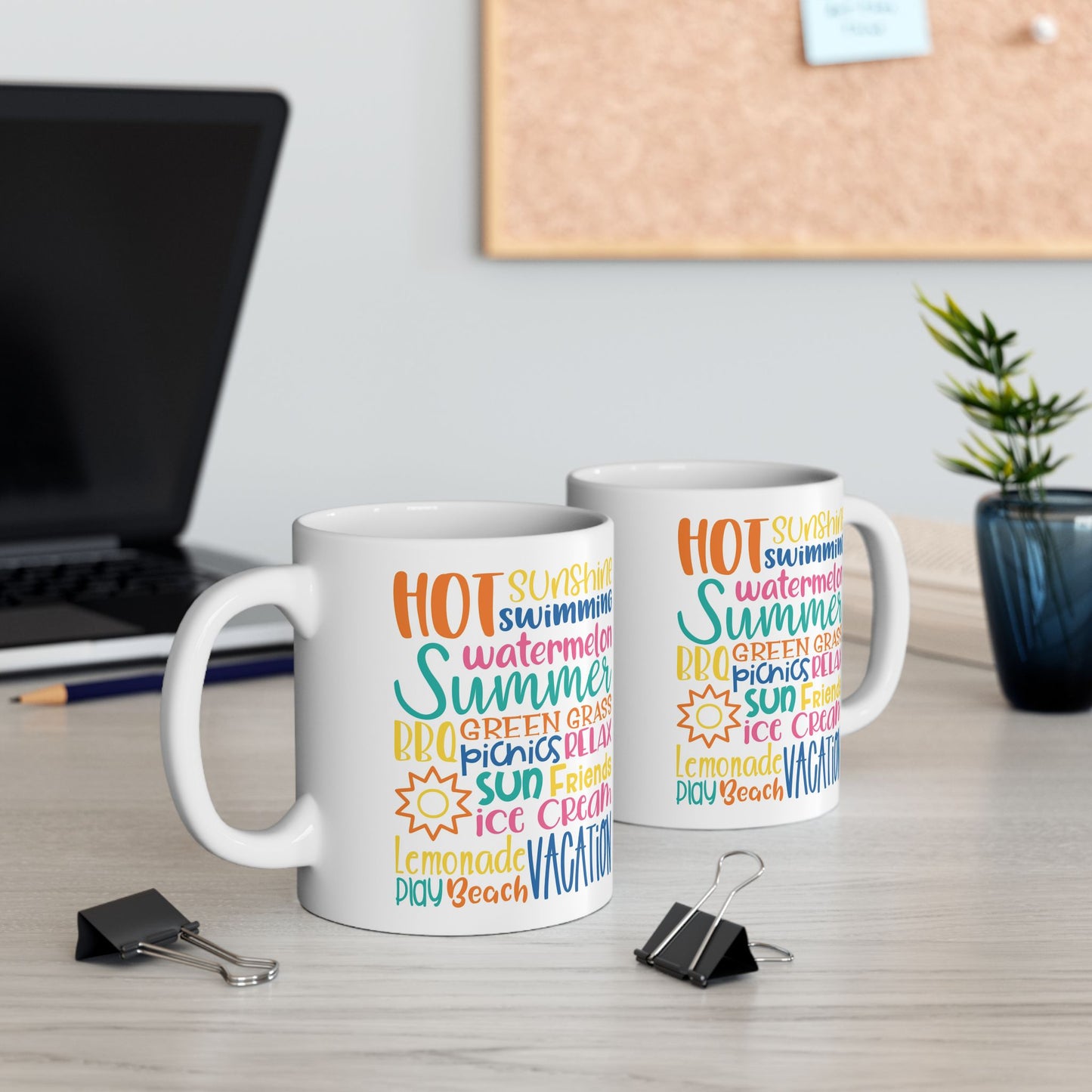 Hot Fun in the Summer Ceramic Mug — Colorful Summer Vibes Coffee Cup (11oz/15oz)