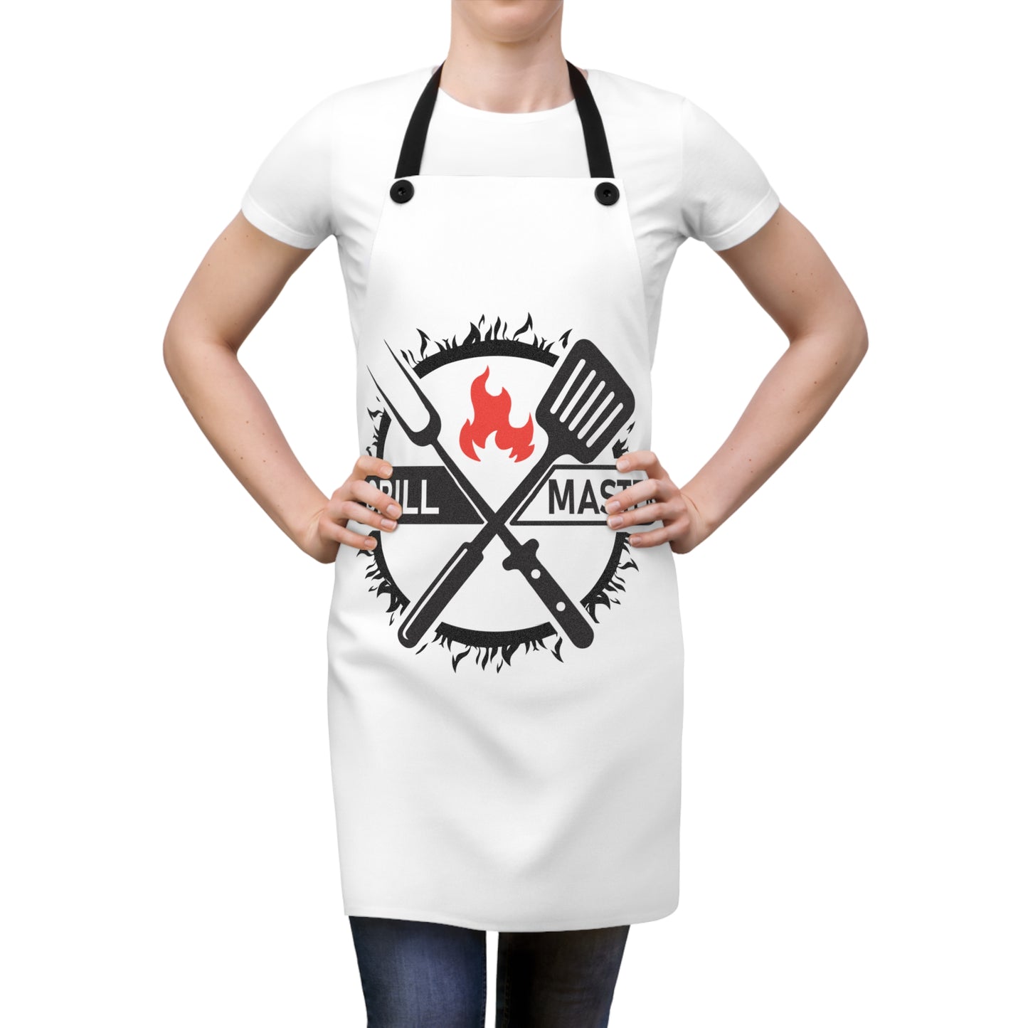 White Grill Master Apron - Perfect for BBQ Lovers and Chefs, Ideal Gift for Father's Day and Summer Cookouts