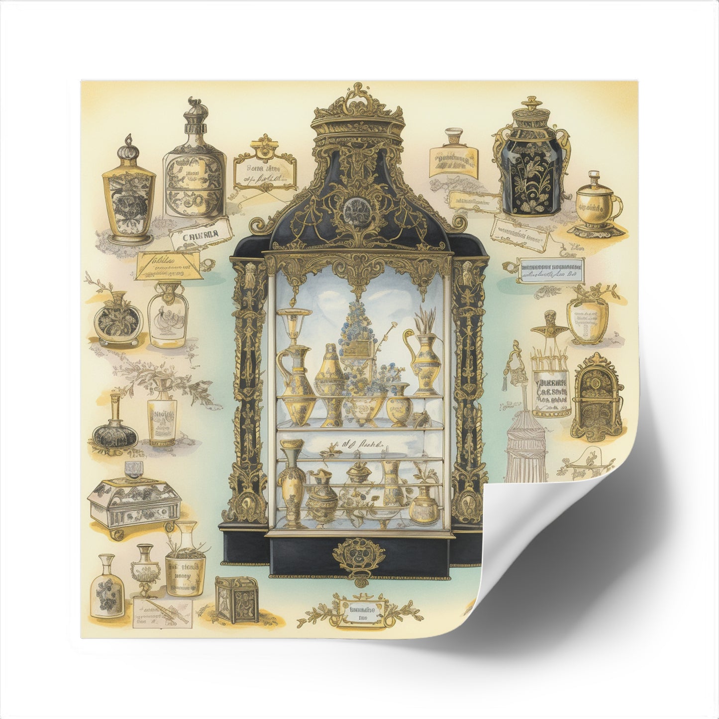 Antique Apothecary Label Square Decal #3