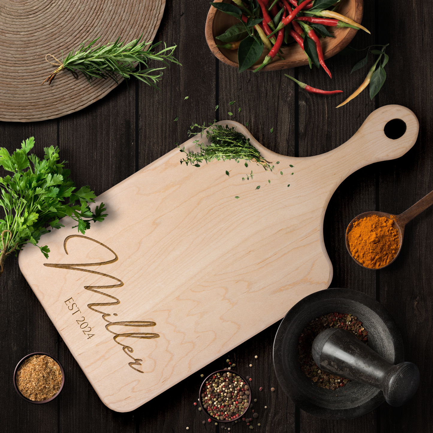 Personalized Hardwood Charcuterie Board - Made in USA