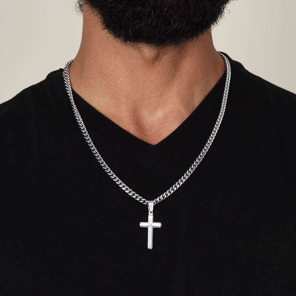 Cuban Link Chain with Artisan Cross for Dad