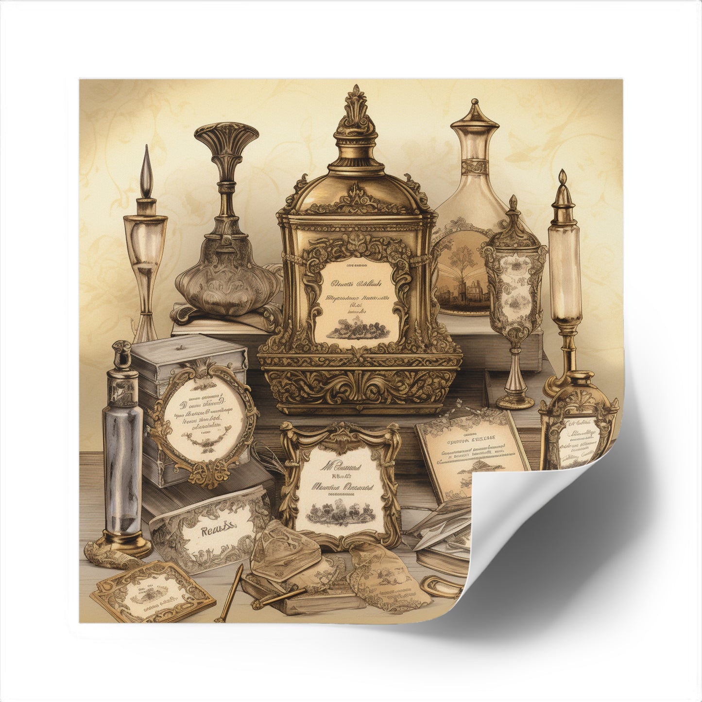 Antique Apothecary Label Square Decal #2