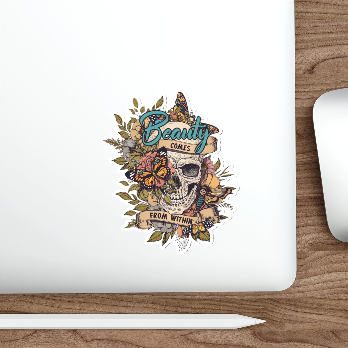 Beauty Comes From Within Skull Sticker