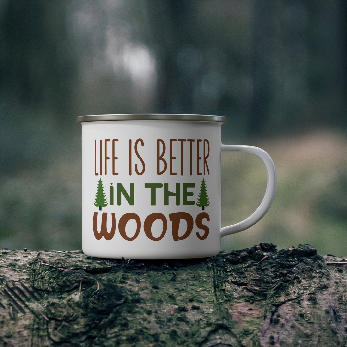 Life Is Better in the Woods Enamel Camping Mug