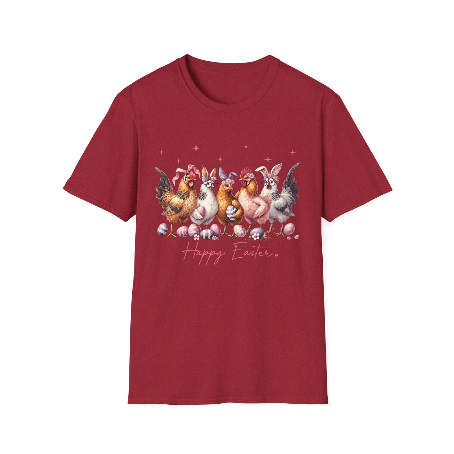 Easter Hens T-Shirt — Cute Chickens & Eggs "Happy Easter" Graphic