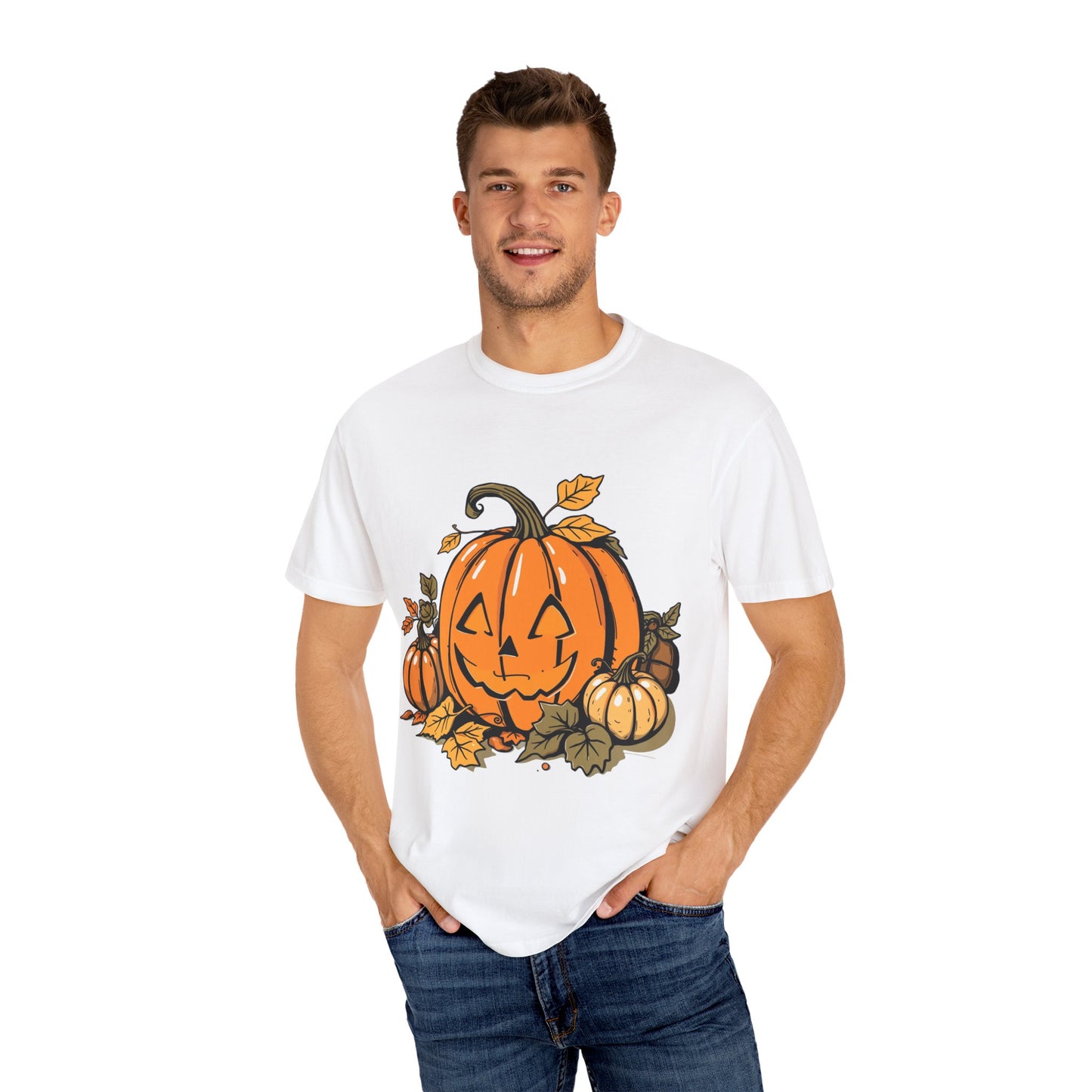 Comfort Colors Pumpkin Shirt | Womens Halloween Fall Graphic Tee
