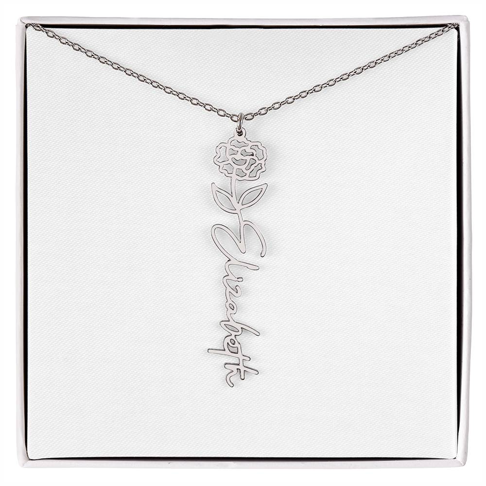 Personalized Name and Birth Flower Necklace