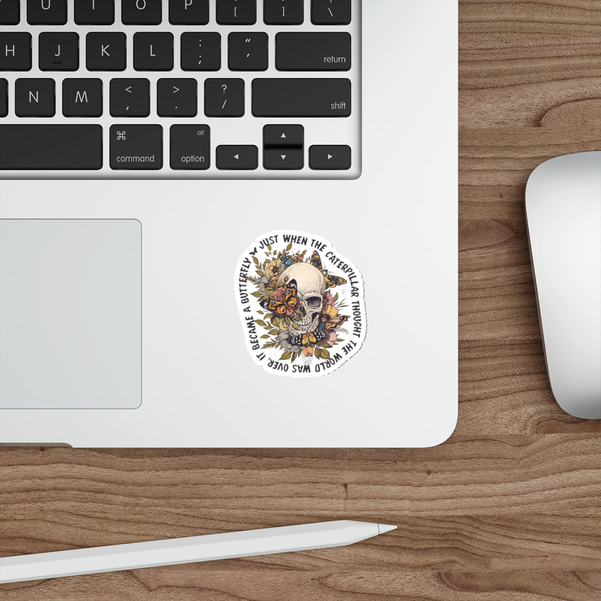 Caterpillar to Butterfly Skull Sticker